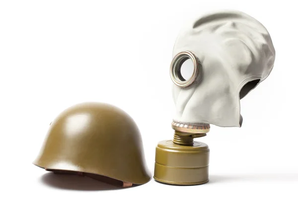 Military Helmet and Gas Mask — Stock Photo, Image