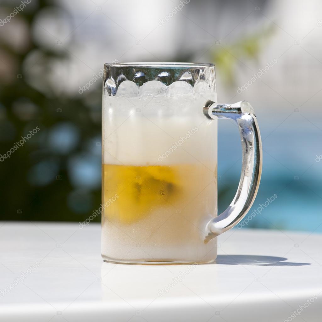 Cold Beer in an Iced Glass with Clipping Path