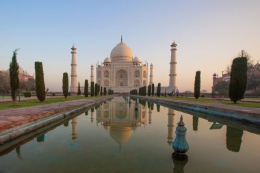 Taj mahal gündoğumu ışık, agra, Hindistan