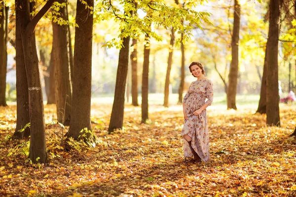 Mujer embarazada en otoño —  Fotos de Stock