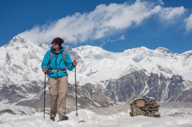 Uzun yürüyüşe çıkan kimse Trek Khumbu Vadisi, Nepal Himalayalar,
