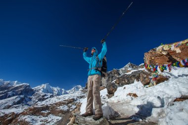 Uzun yürüyüşe çıkan kimse Trek Khumbu Vadisi, Nepal Himalayalar,