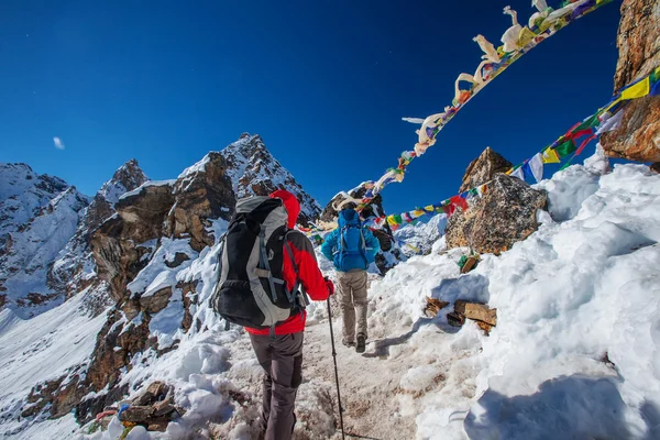 Senderista en la caminata en Himalaya, valle de Khumbu, Nepal — Foto de Stock
