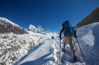 Uzun yürüyüşe çıkan kimse Trek Khumbu Vadisi, Nepal Himalayalar,