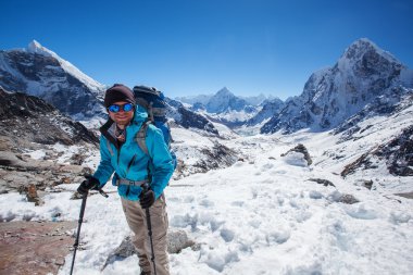 Uzun yürüyüşe çıkan kimse Trek Khumbu Vadisi, Nepal Himalayalar,