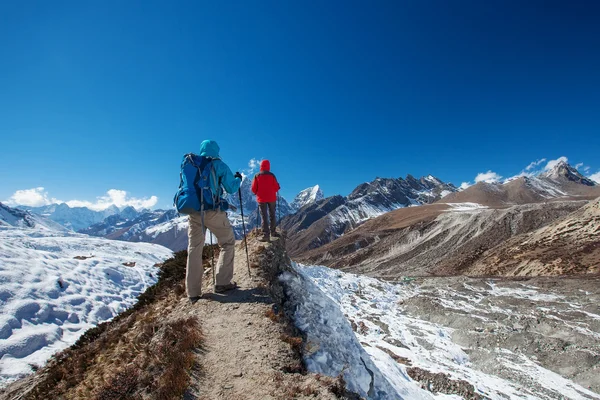 Uzun yürüyüşe çıkan kimse Trek Khumbu Vadisi, Nepal Himalayalar, — Stok fotoğraf