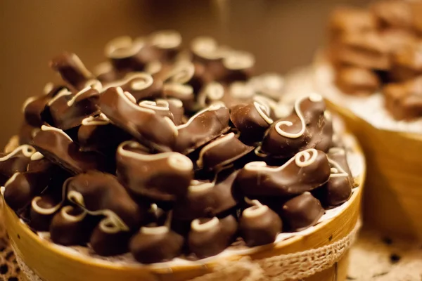 Closeup marrom chocolate doce fundo — Fotografia de Stock