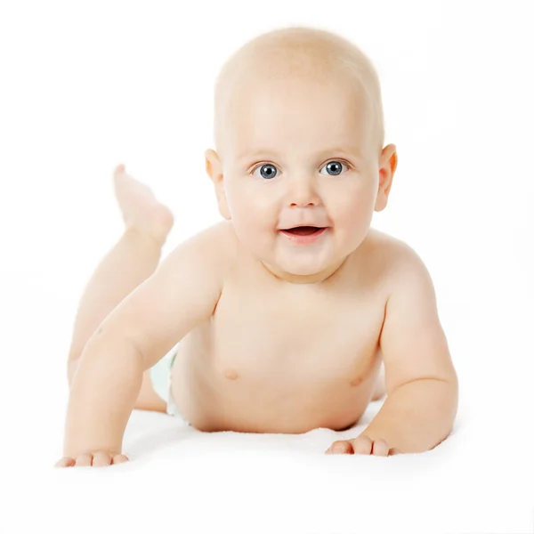 Cute baby boy against white background — Stock Photo, Image