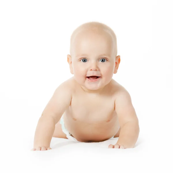 Cute baby boy against white background — Stock Photo, Image