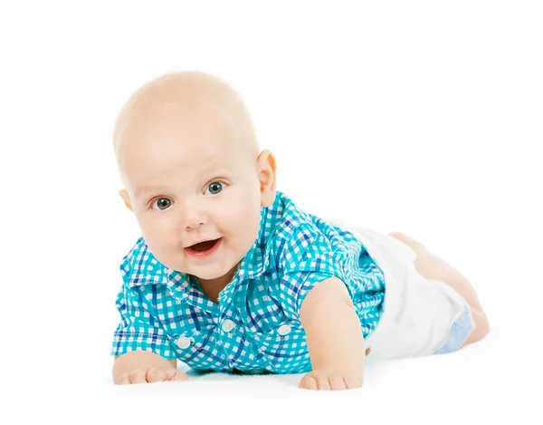 Bébé garçon mignon sur fond blanc — Photo