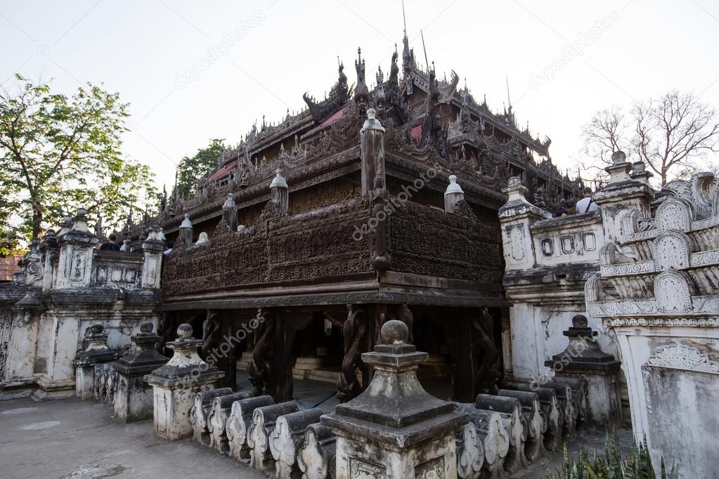 Ancient teak monastery of Shwenandaw Kyaung in Mandalay, Myanmar