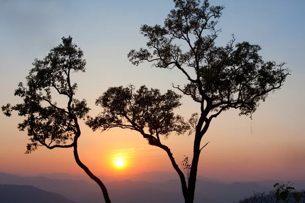 Coucher de soleil dans les montagnes — Photo