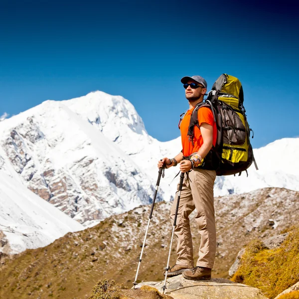Himalaya dağlarında yürüyüş — Stok fotoğraf