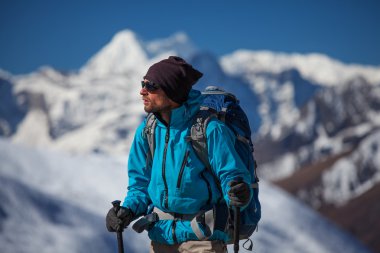 Uzun yürüyüşe çıkan kimse Trek Khumbu Vadisi, Nepal Himalayalar,
