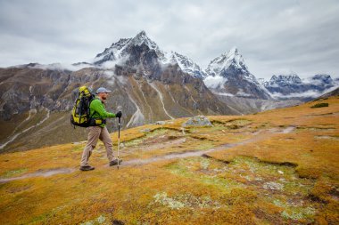 Uzun yürüyüşe çıkan kimse Trek Khumbu Vadisi, Nepal Himalayalar,