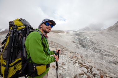 Uzun yürüyüşe çıkan kimse Trek Khumbu Vadisi, Nepal Himalayalar,
