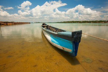 Fishman'ın teknesi ile Sri Lanka büyük gölde doğal görünümü