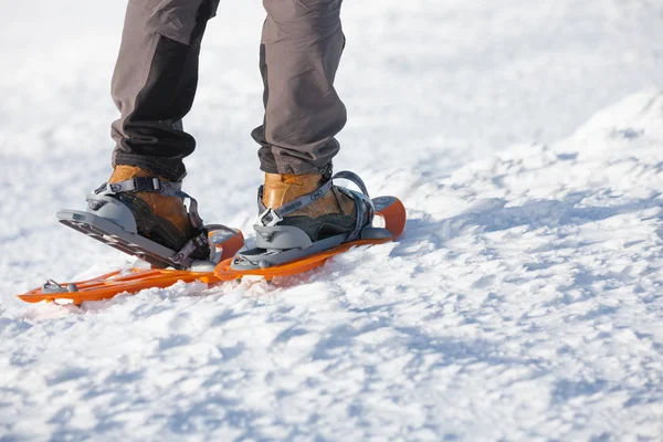 Mujer raquetas de nieve en invierno Montañas Cárpatos — Foto de Stock