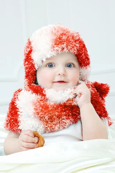Lindo bebé en invierno fondo — Foto de Stock
