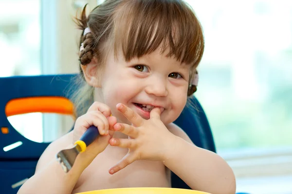 Happy child posing at studio — Stock Photo, Image