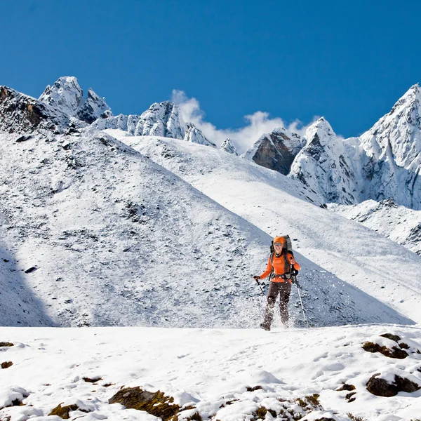 Wandelen in de Himalaya bergen — Stockfoto