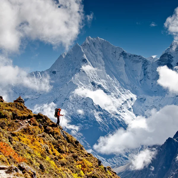 Himalaya dağlarında yürüyüş — Stok fotoğraf