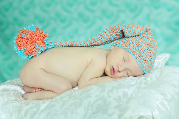 Caucasian newborn baby while sleeping closeup — Stock Photo, Image