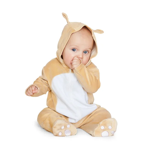 Lindo bebé niño sobre fondo blanco — Foto de Stock