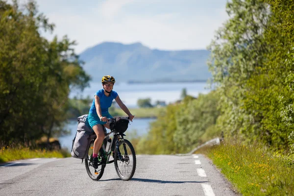 Велосипед в Норвегії проти мальовничого пейзажу. — стокове фото