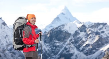 Uzun yürüyüşe çıkan kimse Trek Khumbu Vadisi, Nepal Himalayalar,