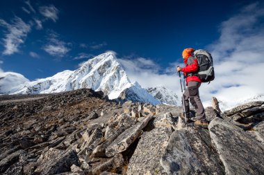 Uzun yürüyüşe çıkan kimse Trek Khumbu Vadisi, Nepal Himalayalar,
