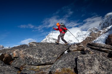 Uzun yürüyüşe çıkan kimse Trek Khumbu Vadisi, Nepal Himalayalar,