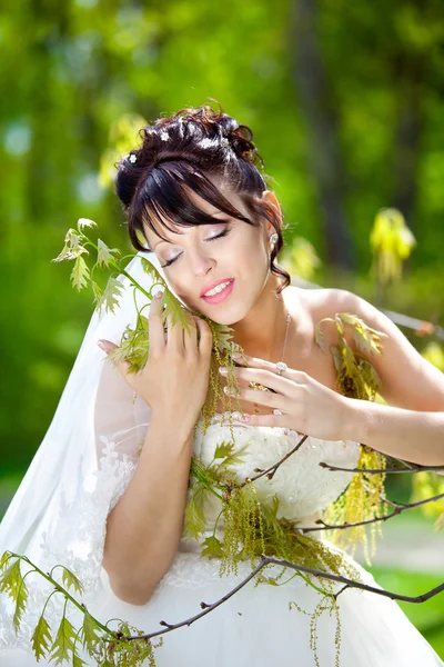 Hermosa novia en el día de la boda heredero — Foto de Stock