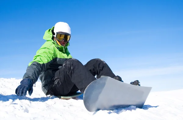 Snowboardista v Karpatských horách — Stock fotografie