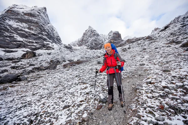 Uzun yürüyüşe çıkan kimse Trek Khumbu Vadisi, Nepal Himalayalar,