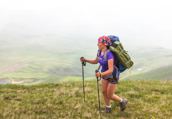 Los jóvenes hacen senderismo en las montañas de los Cárpatos en verano —  Fotos de Stock