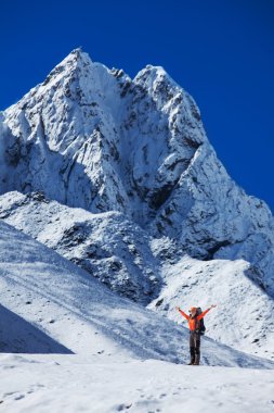 Himalaya Dağları'nda Khumbu vadi içinde hiking