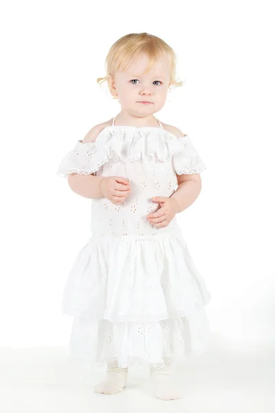 Niño feliz en vestido blanco — Foto de Stock