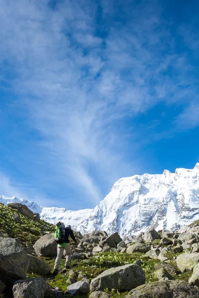 Hikier Bezengi reg Kafkasya dağlarında dağ tırmanma — Stok fotoğraf