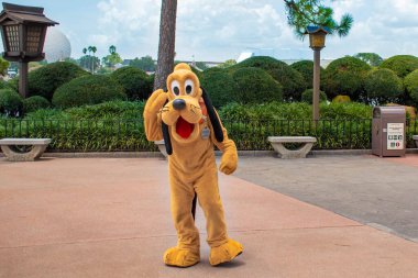 Orlando, Florida. 29 Temmuz 2020. Komik Pluto Epcot 'taki hayranlarına el sallıyor (70)