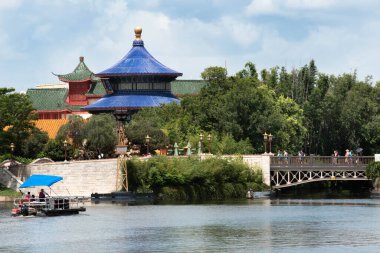 Orlando, Florida. July 29, 2020. Panoramic view of China Pavillion at Epcot (96)