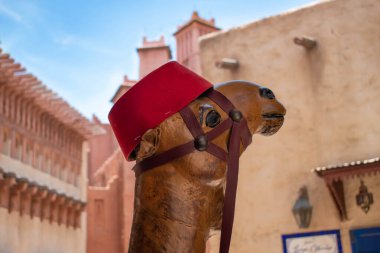 Orlando, Florida. July 29, 2020. Partial view of camel statue in Morocco Pavillion at Epcot (54)