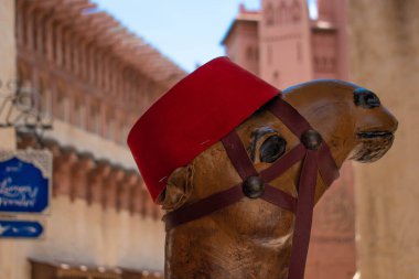 Orlando, Florida. July 29, 2020. Partial view of camel statue in Morocco Pavillion at Epcot (55)