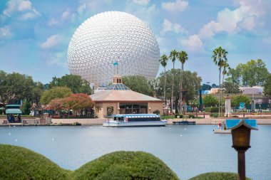Orlando, Florida. July 29, 2020.Beautiful view of Big Sphere at Epcot (90) clipart