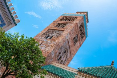 Orlando, Florida. July 29, 2020.Partial view of african style tower in Morocco Pavillion at Epcot (49)