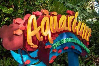 Orlando, Florida. October 15, 2020. Top view of Aquarium sign at Seaworld (48) clipart