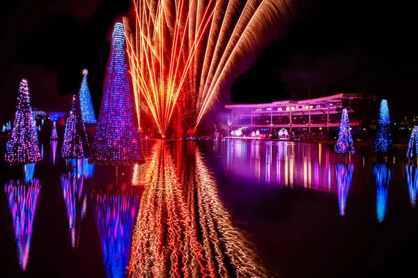 Orlando Florida 2020 November Tűzijáték Seworld Karácsonyi Szezonjában — Stock Fotó