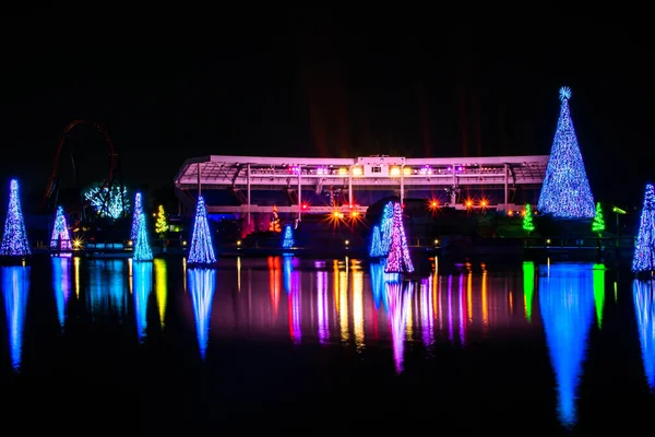 Orlando Florida December 2020 Panoramautsikt Över Färgglada Jul Tre Natten — Stockfoto