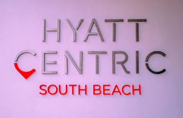 Miami Beach Florida Juni 2021 Hyatt Centric Hotelschild South Beach — Stockfoto