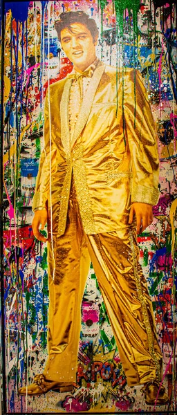 Hollywood Florida Juni 2021 Elvis Presley Kleurrijke Muurschildering Seminole Hard Rechtenvrije Stockafbeeldingen